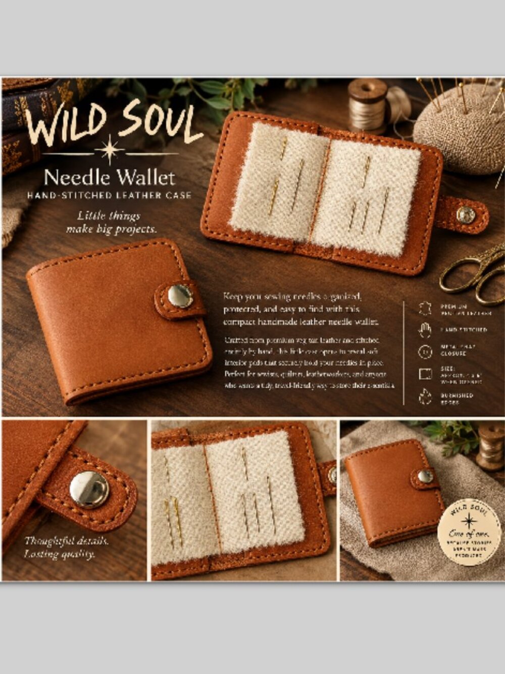 ❤️Leather Needle Wallet / Needle Case / Hand‑Stitched Leather Organizer❤️